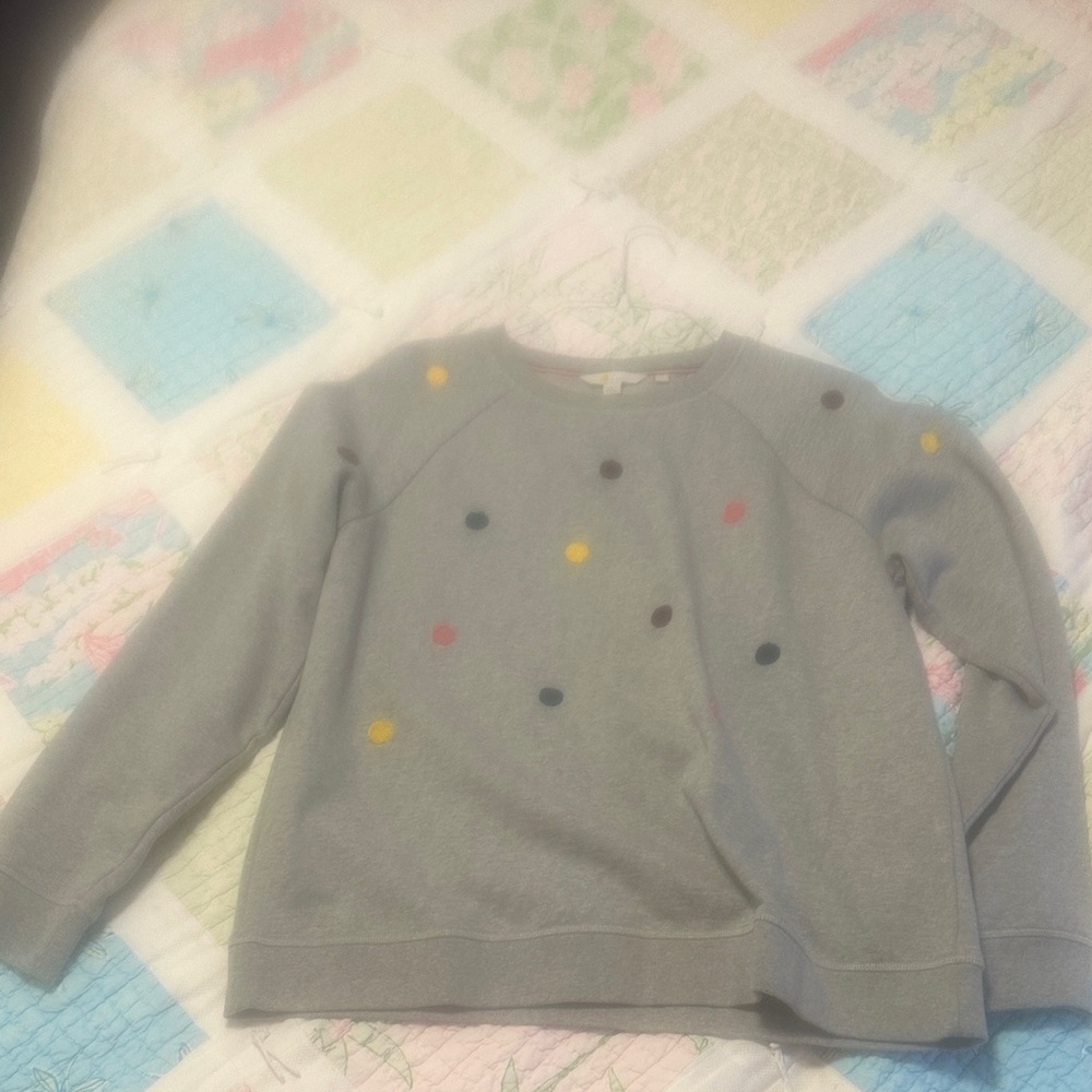 Boden Gray Sweater with Colorful Dots